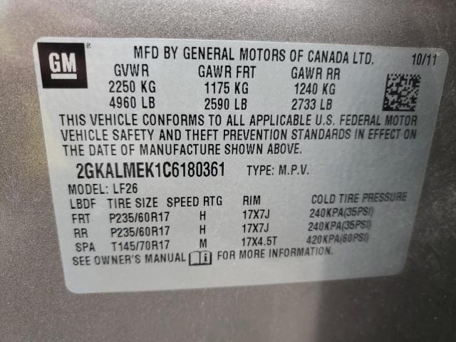 Photo 10 from auction – 2012 GMC TERRAIN SL with VIN 2GKALMEK1C6180361