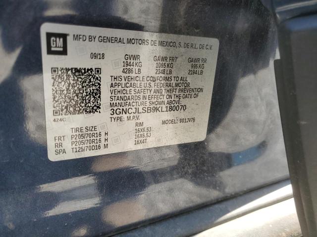 Photo 10 from auction – 2019 CHEVROLET TRAX 1LT with VIN 3GNCJLSB9KL180070