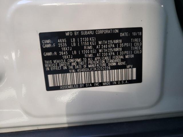 Photo 10 from auction – 2019 SUBARU OUTBACK 2. with VIN 4S4BSAJC3K3252226