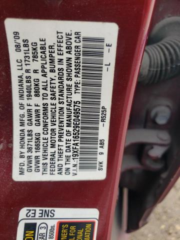 Photo 10 from auction – 2009 HONDA CIVIC LX with VIN 19XFA16529E049575