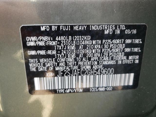 Photo 10 from auction – 2016 SUBARU FORESTER 2 with VIN JF2SJAFC2GH549600