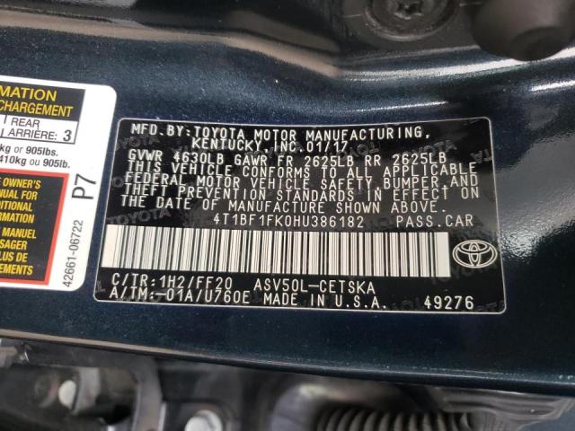 Photo 10 from auction – 2017 TOYOTA CAMRY LE with VIN 4T1BF1FK0HU386182