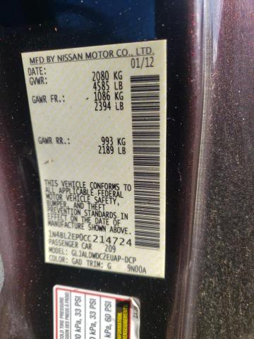 Photo 10 from auction – 2012 NISSAN ALTIMA SR with VIN 1N4BL2EP0CC214724
