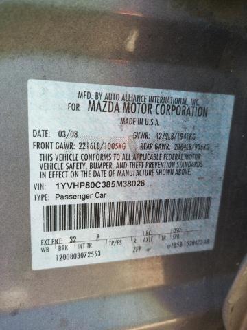 Photo 10 from auction – 2008 MAZDA 6 I with VIN 1YVHP80C385M38026