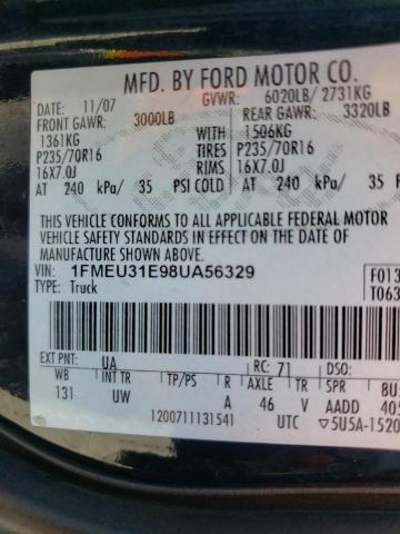 Photo 10 from auction – 2008 FORD EXPLORER S with VIN 1FMEU31E98UA56329