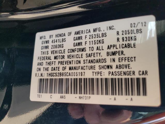 Photo 10 from auction – 2012 HONDA ACCORD EXL with VIN 1HGCS2B85CA005197