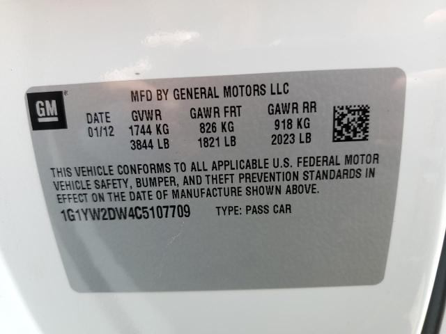 Photo 10 from auction – 2012 CHEVROLET CORVETTE G with VIN 1G1YW2DW4C5107709