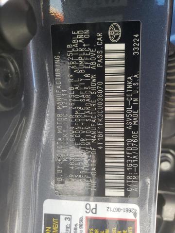 Photo 10 from auction – 2012 TOYOTA CAMRY BASE with VIN 4T1BF1FK3CU036070