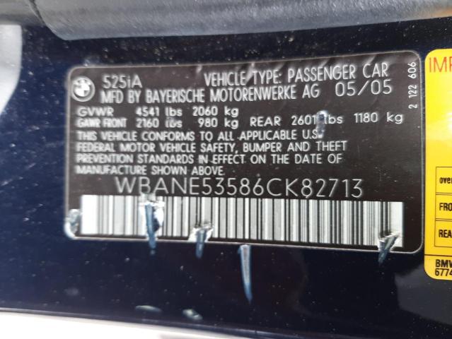 Photo 10 from auction – 2006 BMW 525 I with VIN WBANE53586CK82713