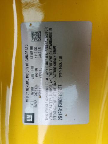 Photo 10 from auction – 2012 CHEVROLET CAMARO LT with VIN 2G1FB1E39C9195757