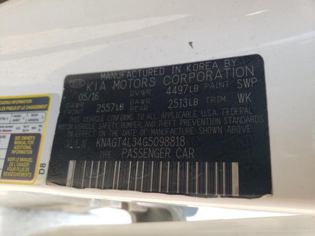 Photo 10 from auction – 2016 KIA OPTIMA LX with VIN KNAGT4L34G5098818