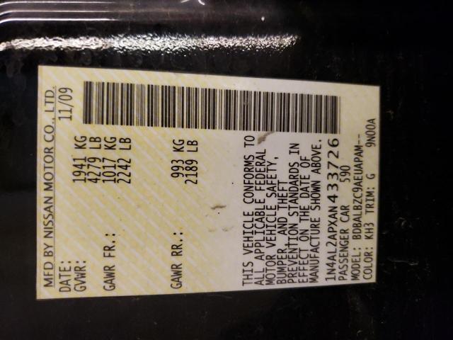 Photo 10 from auction – 2010 NISSAN ALTIMA BAS with VIN 1N4AL2APXAN433726
