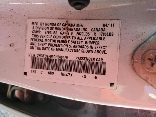 Photo 10 from auction – 2012 HONDA CIVIC EXL with VIN 2HGFB2F99CH506479