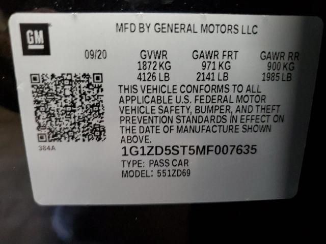 Photo 10 from auction – 2021 CHEVROLET MALIBU LT with VIN 1G1ZD5ST5MF007635