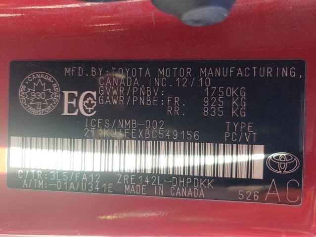 Photo 10 from auction – 2011 TOYOTA MATRIX with VIN 2T1KU4EEXBC549156