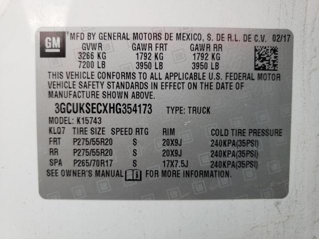 Photo 10 from auction – 2017 CHEVROLET SILVERADO with VIN 3GCUKSECXHG354173
