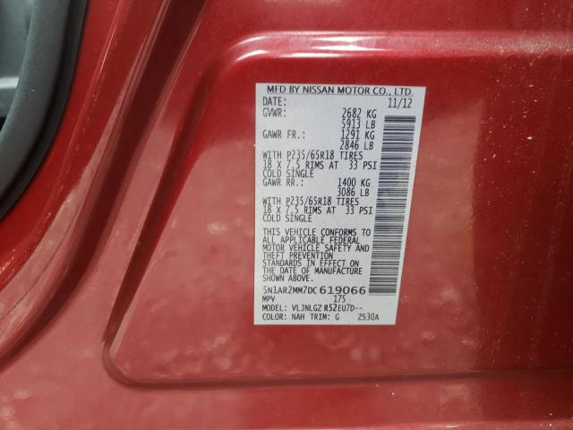 Photo 10 from auction – 2013 NISSAN PATHFINDER with VIN 5N1AR2MM7DC619066