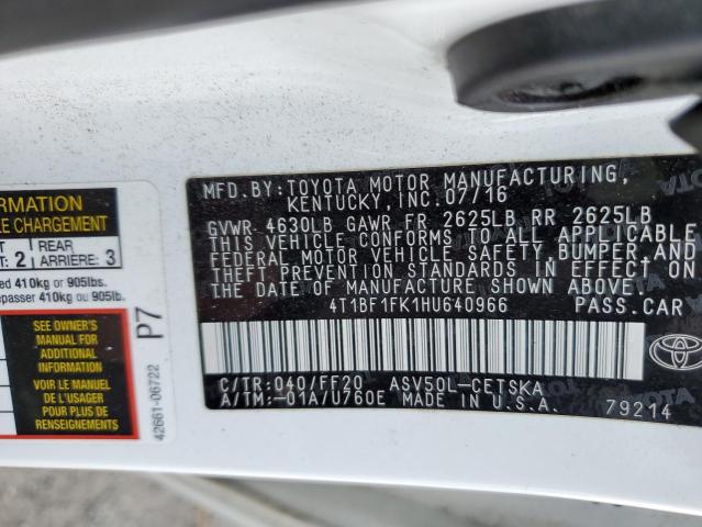 Photo 10 from auction – 2017 TOYOTA CAMRY with VIN 4T1BF1FK1HU640966