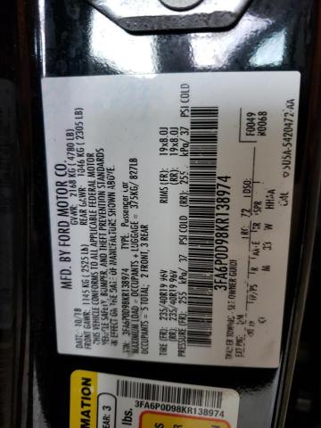 Photo 10 from auction – 2019 FORD FUSION TIT with VIN 3FA6P0D98KR138974