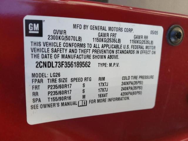 Photo 10 from auction – 2005 CHEVROLET EQUINOX LT with VIN 2CNDL73F356189562