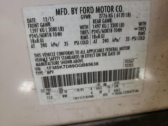Photo 10 from auction – 2016 FORD EXPLORER X with VIN 1FM5K7D89GGB85638