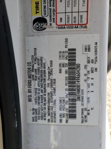 Photo 10 from auction – 2009 MERCURY MILAN with VIN 3MEHM08149R604280