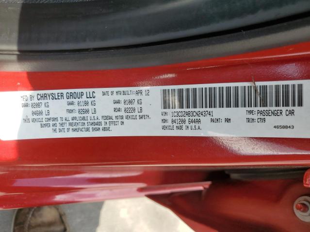 Photo 10 from auction – 2012 DODGE AVENGER SE with VIN 1C3CDZAB3CN243741