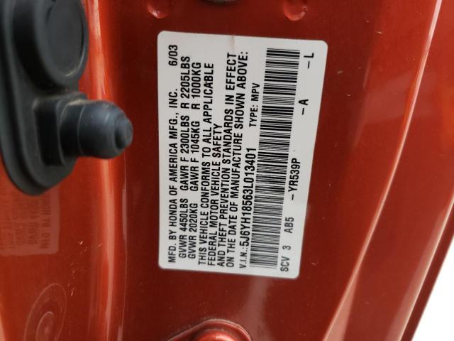 Photo 10 from auction – 2003 HONDA ELEMENT EX with VIN 5J6YH18563L013401