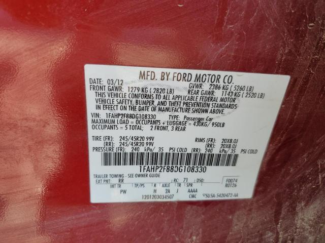Photo 10 from auction – 2013 FORD TAURUS LIM with VIN 1FAHP2F88DG108330