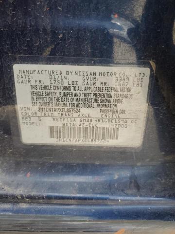Photo 10 from auction – 2014 NISSAN VERSA S with VIN 3N1CN7APXEL857524