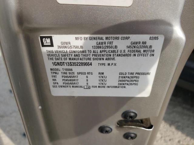 Photo 10 from auction – 2005 CHEVROLET TRAILBLAZE with VIN 1GNDT13S352289664
