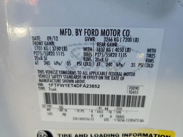 Photo 10 from auction – 2013 FORD F150 SUPER with VIN 1FTFW1ET4DFA23852