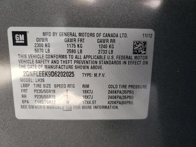 Zdjęcie 10 z aukcji – 2013 CHEVROLET EQUINOX LT z VIN 2GNFLEEK9D6202025