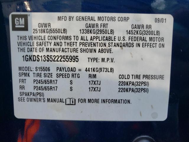 Photo 10 from auction – 2002 GMC ENVOY with VIN 1GKDS13S522255995