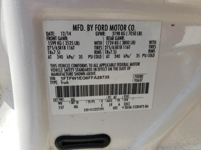 Photo 10 from auction – 2015 FORD F150 SUPER with VIN 1FTFW1EG6FFA28735