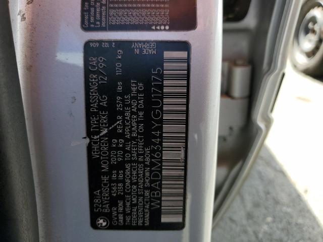 Photo 10 from auction – 2000 BMW 528 I AUTO with VIN WBADM6344YGU17175
