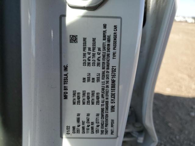 Photo 10 from auction – 2022 TESLA MODEL 3 with VIN 5YJ3E1EB8NF167021