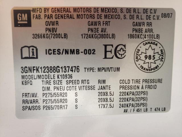 Photo 10 from auction – 2008 CHEVROLET AVALANCHE with VIN 3GNFK12388G137476