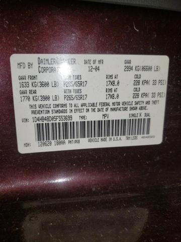 Photo 10 from auction – 2005 DODGE DURANGO with VIN 1D4HB48D05F553699