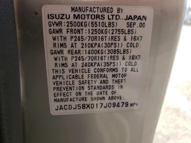 Photo 10 from auction – 2001 ISUZU TROOPER S with VIN JACDJ58X017J09479
