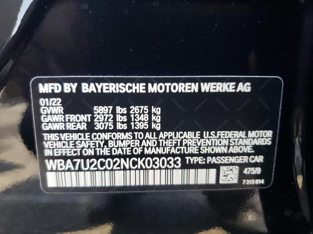 Photo 10 from auction – 2022 BMW 750 XI with VIN WBA7U2C02NCK03033