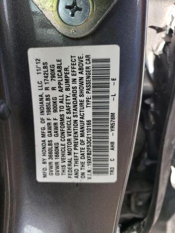 Photo 10 from auction – 2012 HONDA CIVIC LX with VIN 19XFB2F53CE110166