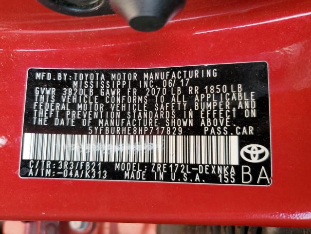 Photo 10 from auction – 2017 TOYOTA COROLLA L with VIN 5YFBURHE8HP717829