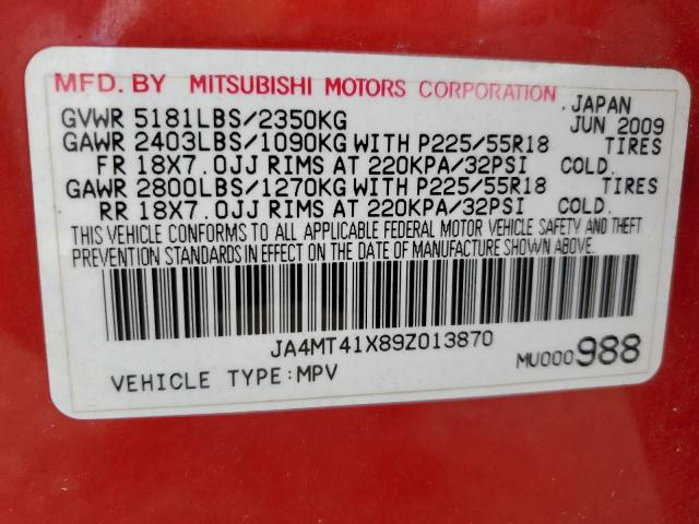 Photo 10 from auction – 2009 MITSUBISHI OUTLANDER with VIN JA4MT41X89Z013870