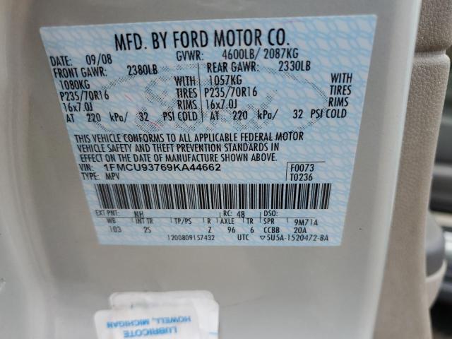 Photo 10 from auction – 2009 FORD ESCAPE XLT with VIN 1FMCU93769KA44662