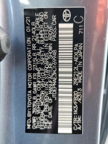 Photo 10 from auction – 2021 TOYOTA COROLLA LE with VIN JTDEPMAE3MJ169948