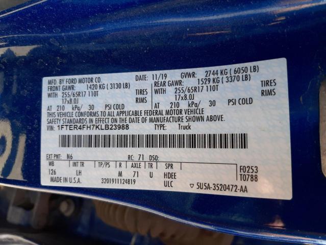 Photo 10 from auction – 2019 FORD RANGER XL with VIN 1FTER4FH7KLB23988
