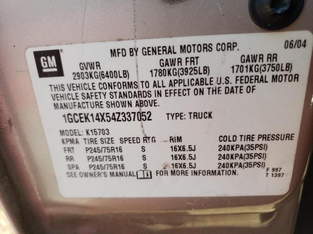 Photo 10 from auction – 2004 CHEVROLET SILVERADO with VIN 1GCEK14X54Z337052