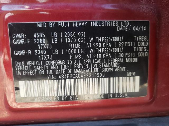 Снимка 10 от търг – 2014 SUBARU OUTBACK 2. с VIN 4S4BRCAC4E3311909