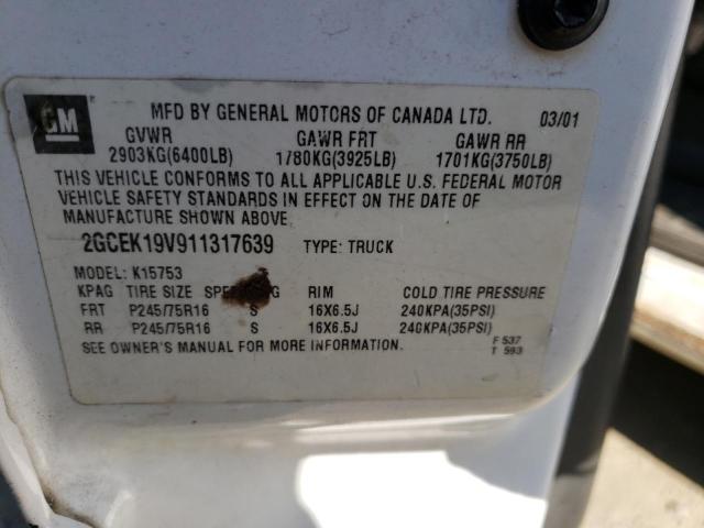 Photo 10 from auction – 2001 CHEVROLET SILVERADO with VIN 2GCEK19V911317639